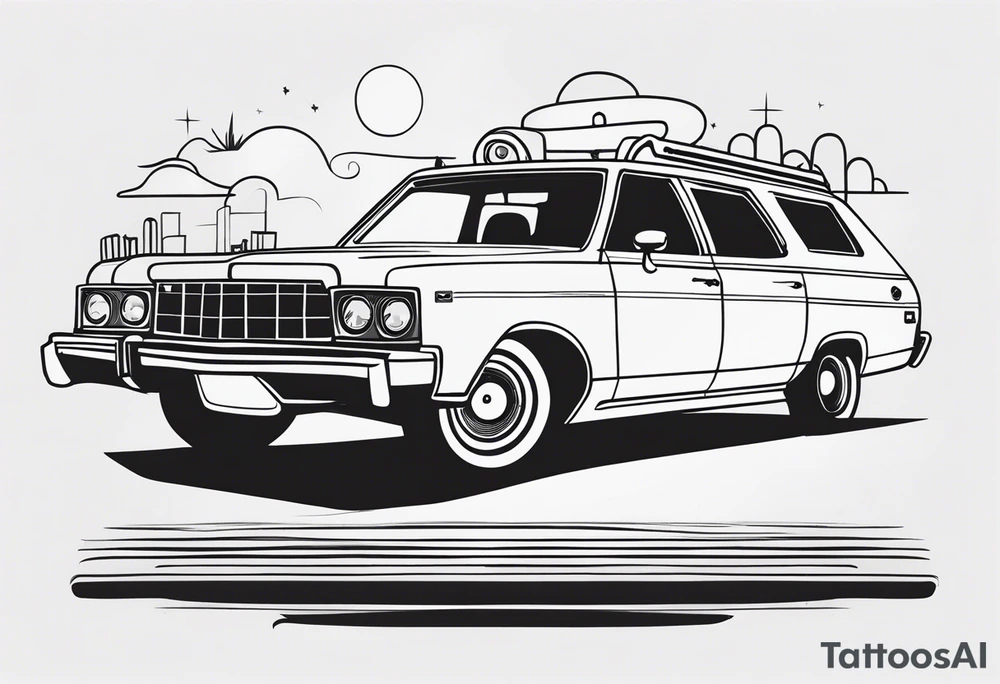 vista cruiser, vintage 70s, groovy, black and white, cute and girly tattoo idea