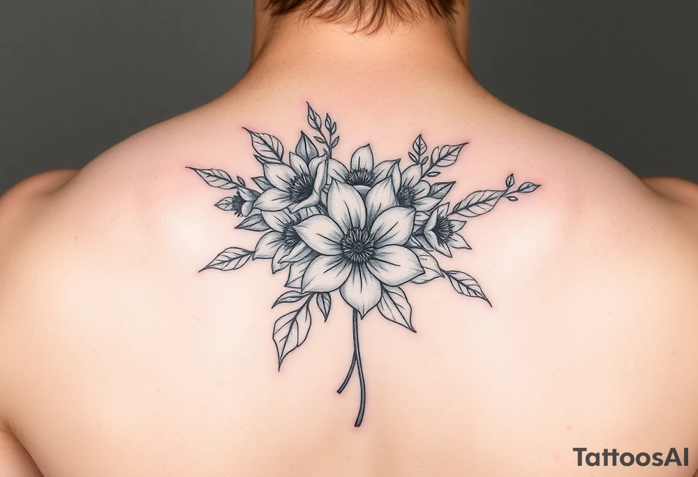 September and 2 may birth flower bouquet tattoo idea