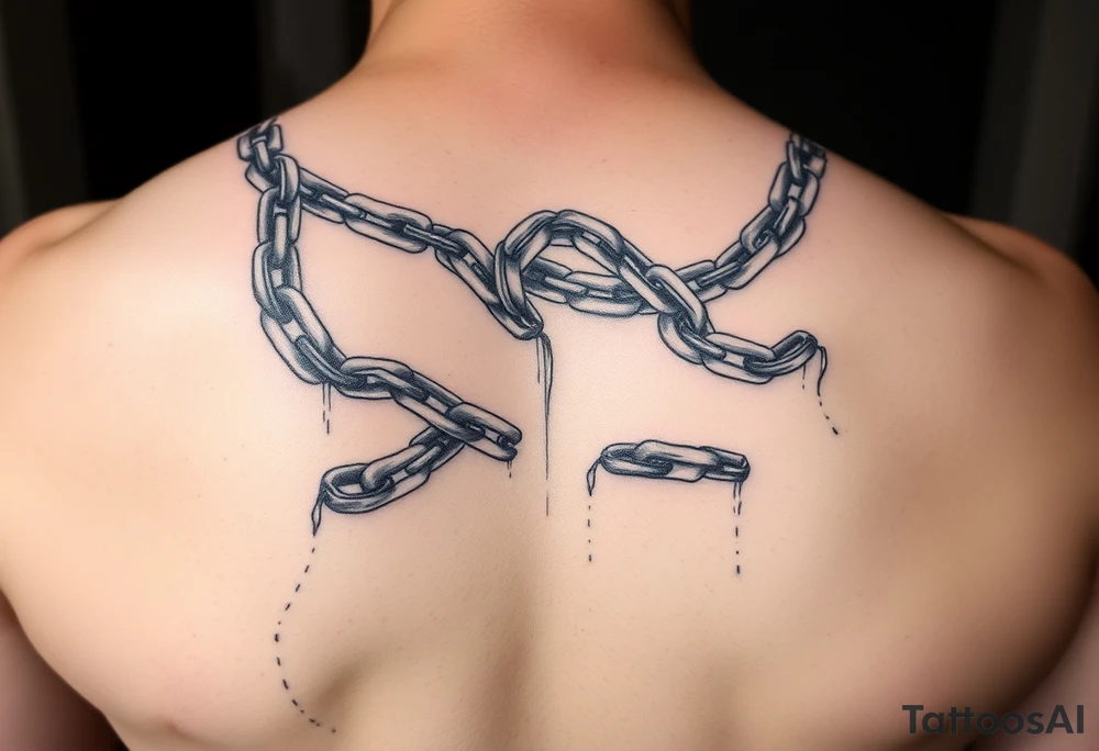 Redemption with broken chains wrapped around the arm tattoo idea