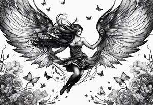 Full body flying Fairy tattoo idea