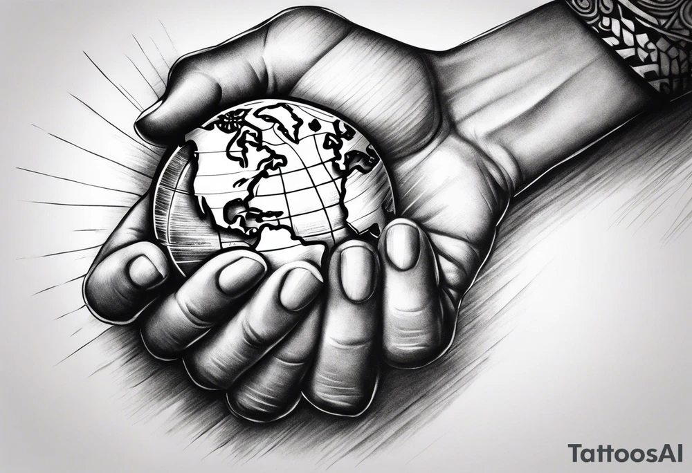 Strong hands holding world tattoo idea