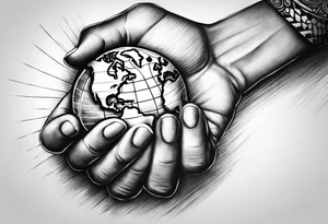 Strong hands holding world tattoo idea
