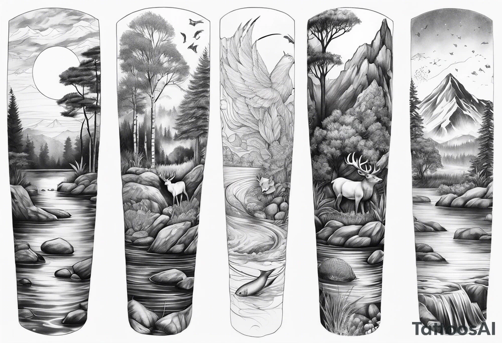 Nature  sleeve animals water tattoo idea