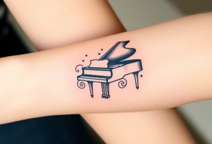 grand piano under the stars swirl treble tattoo idea