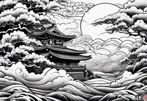 thick clouds japanese sleeve tattoo tattoo idea