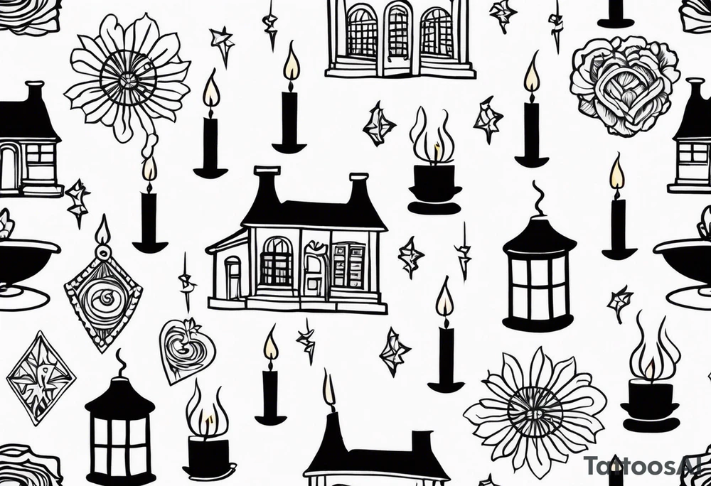 parchemins where candlelights flickers though the air is deathly still tattoo idea