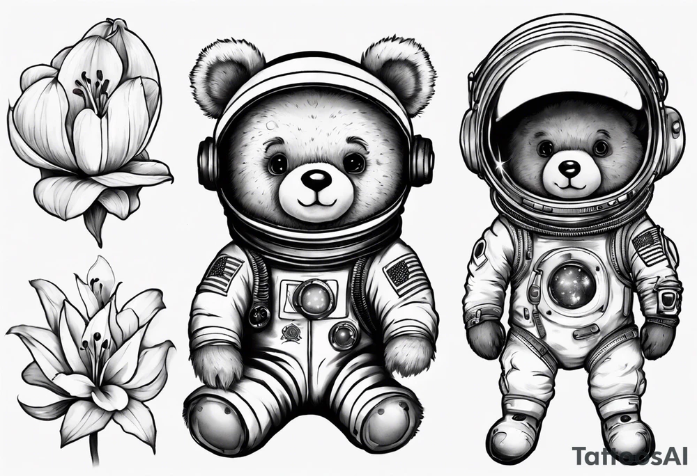 Teddy bear astronaut lily’s tattoo idea