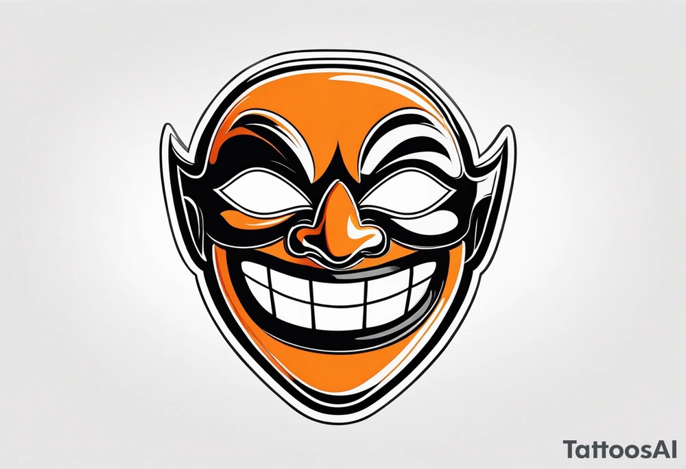 Laughing mask that is orange and black simplistic tattoo idea