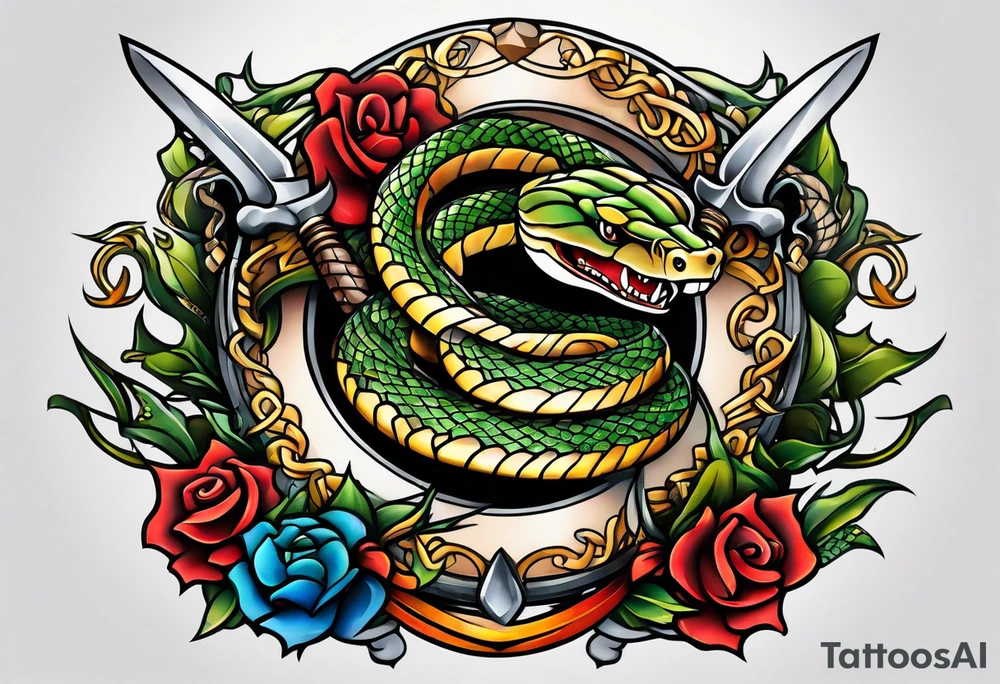 snake and dagger tattoo idea