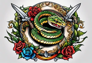 snake and dagger tattoo idea