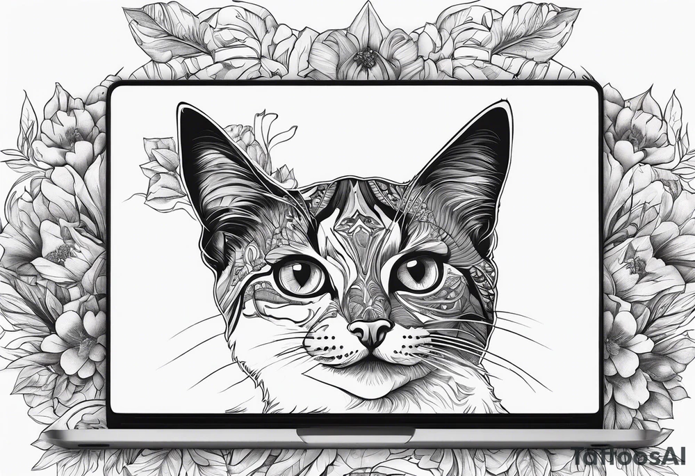 кот и mackbook tattoo idea