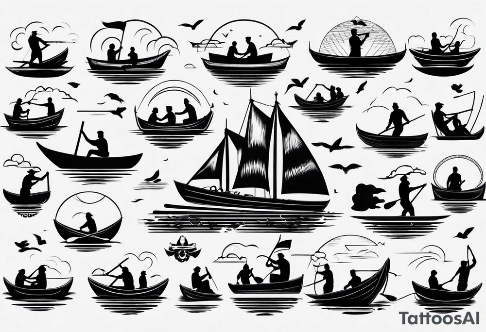 many rower silhouette tattoo idea