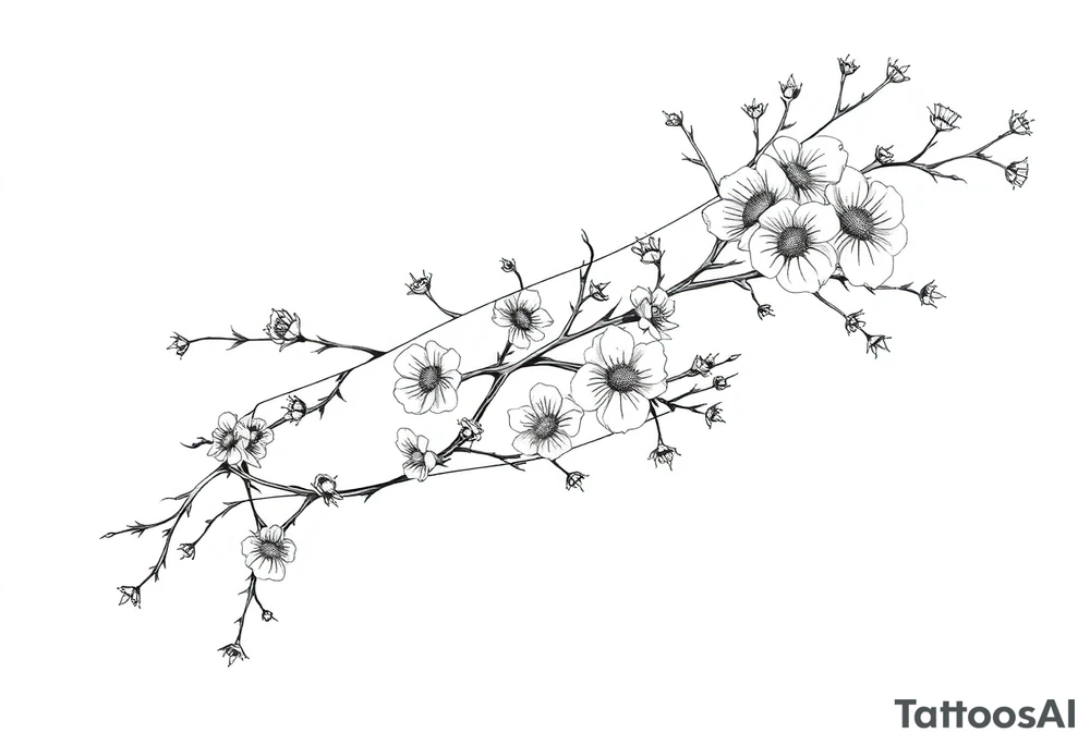 thorny branches and flowers tattoo idea