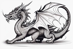 Fine like dragon wrapping around the back of knee not that scary and not going all the way around the knee not very detailed tattoo idea
