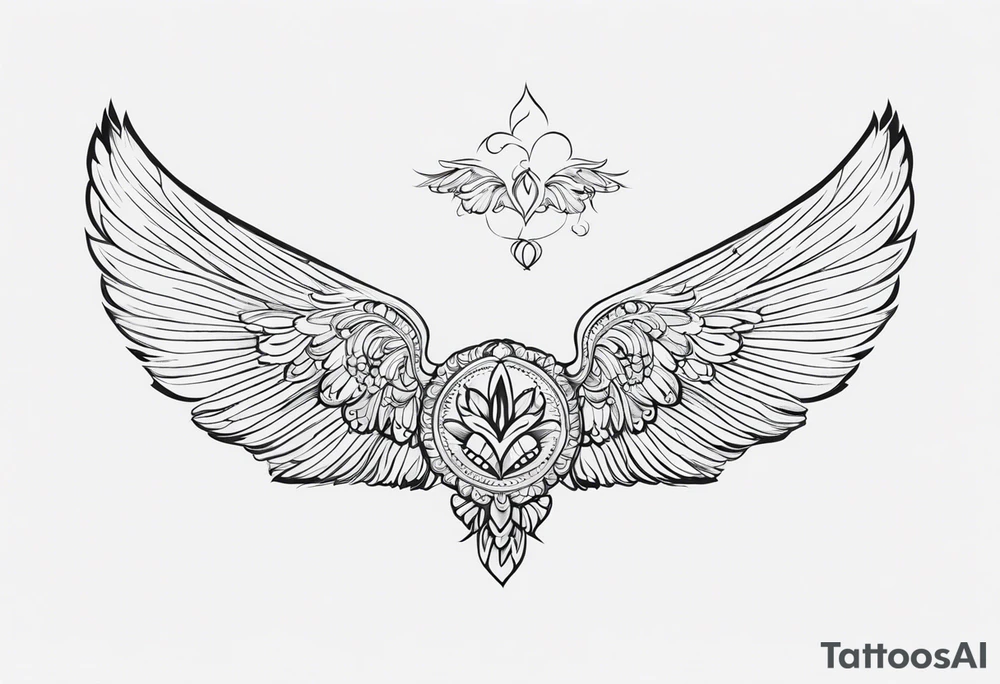 The words “Indian Brook” with angel wings tattoo idea
