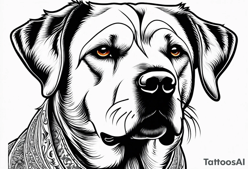 Big white dog with standing ears those the member of family and most important animal in my life tattoo idea