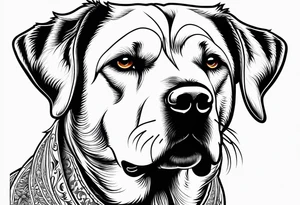 Big white dog with standing ears those the member of family and most important animal in my life tattoo idea