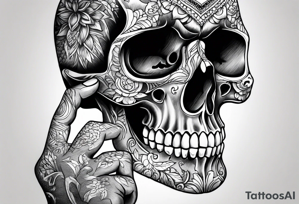 skull on hand tattoo idea