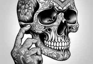 skull on hand tattoo idea