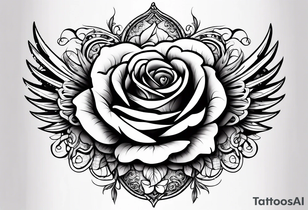 forearm tattoo
angel wing including a stylish rose with first name Isa encrypted tattoo idea