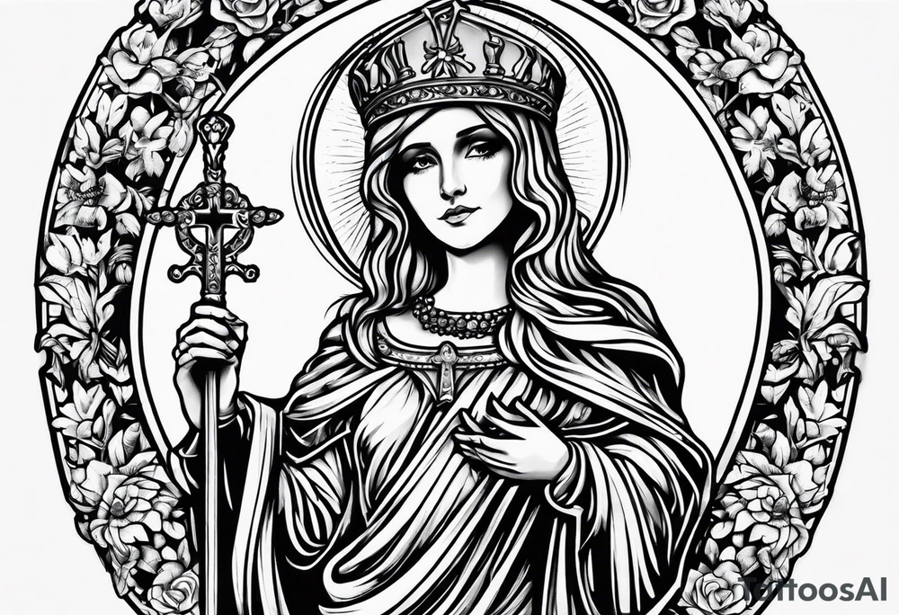 Saint Barbara skeleton tattoo idea