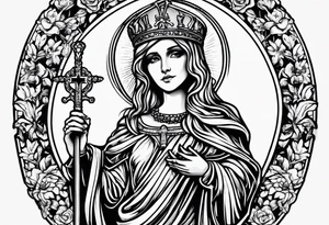 Saint Barbara skeleton tattoo idea