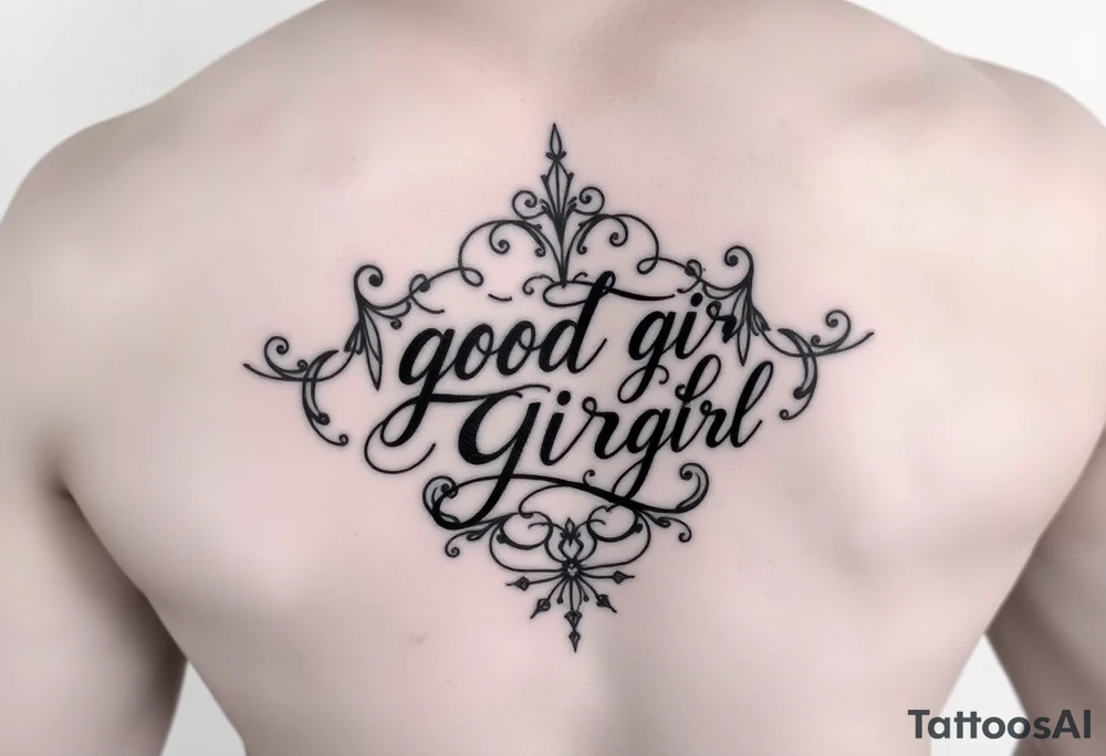 BDSM possessive butt tattoo for female with “good girl” incorporated into it dedicated to him tattoo idea