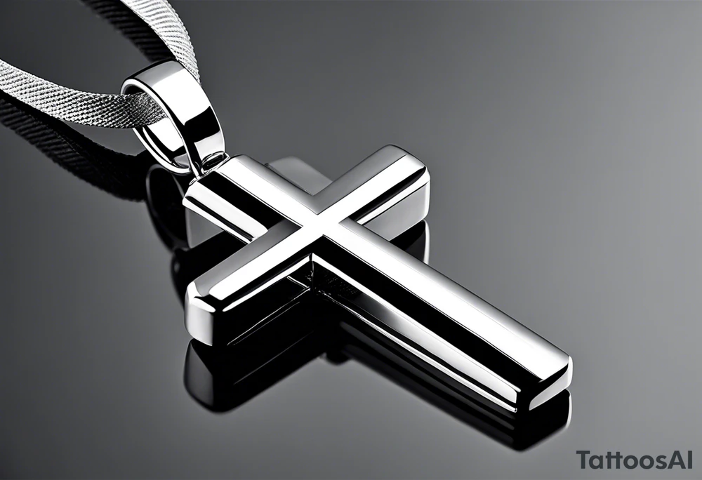 The central focus is a sleek, minimalist cross, symbolizing faith or personal beliefs. Wrapped around the cross is a delicate ribbon, elegantly inscribed with the words “Stay true to who you are.” The ribbon serves as a reminder of self-identity and staying authentic to oneself. Behind the cross, a vibrant gradient of warm colors resembling a sunset creates a striking backdrop, infusing the tattoo with a sense of tranquility and hope. tattoo idea