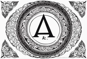Δ inside a circle made from chain and rope elements. Plain text inside a circle, ornamental outside. tattoo idea