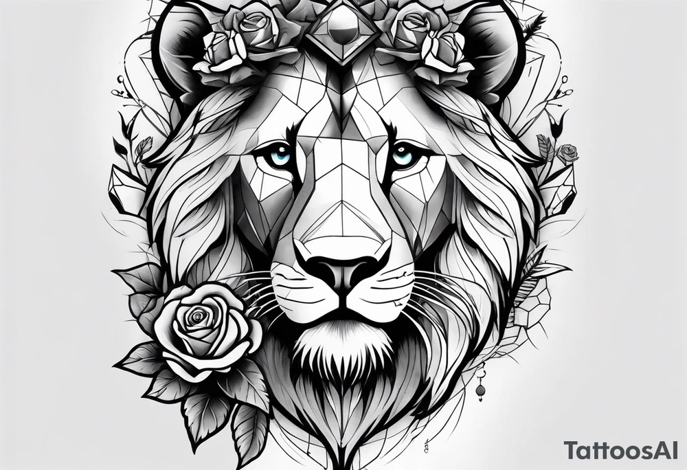 Full arm sleeve, lion at the top of the arm with scar on eye, roses around te entire arm with compass at the end tattoo idea