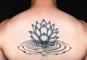 serene lotus flower emerging from sacred waters with ripples tattoo idea