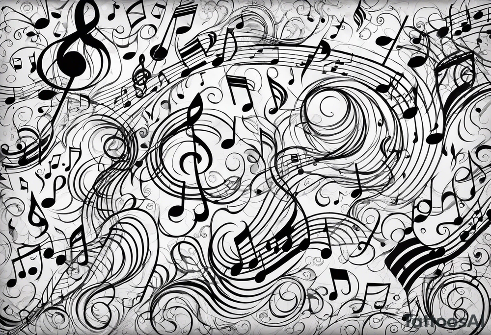 Music notes connecting people tattoo idea