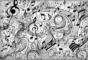 Music notes connecting people tattoo idea