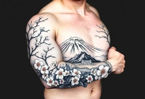 Marine corps, Mount Fuji, cherry blossoms, IWO Jima memorial, tattoo idea