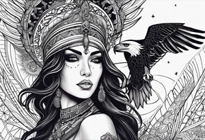 black kali, goddess pirate, alien, pachamama, valkrye, warrior, skull, lotus azul, wing, eagle, zenza resonance, stars, 5D, anahata chakra tattoo idea