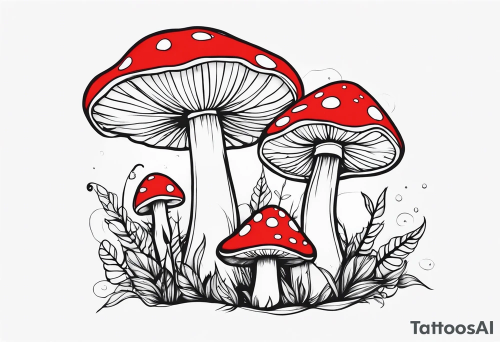 Fairy tale mushrooms tattoo idea