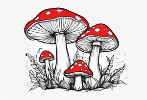 Fairy tale mushrooms tattoo idea