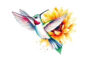 Hummingbird near a sunflower tattoo idea
