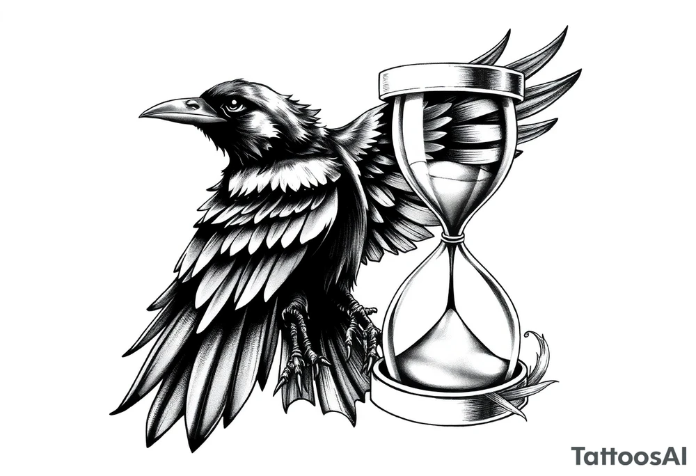 a raven and a hourglass. tattoo idea