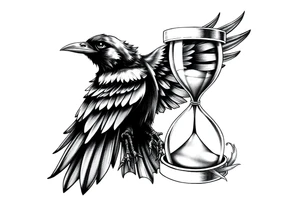 a raven and a hourglass. tattoo idea