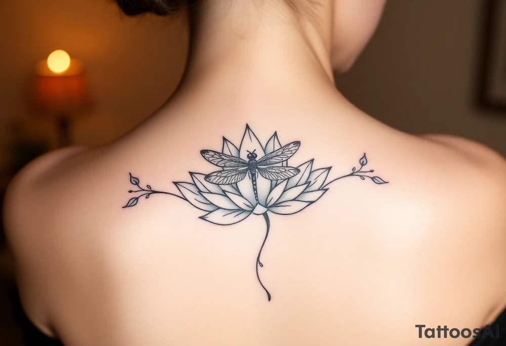 Lotus with dragonfly tattoo idea