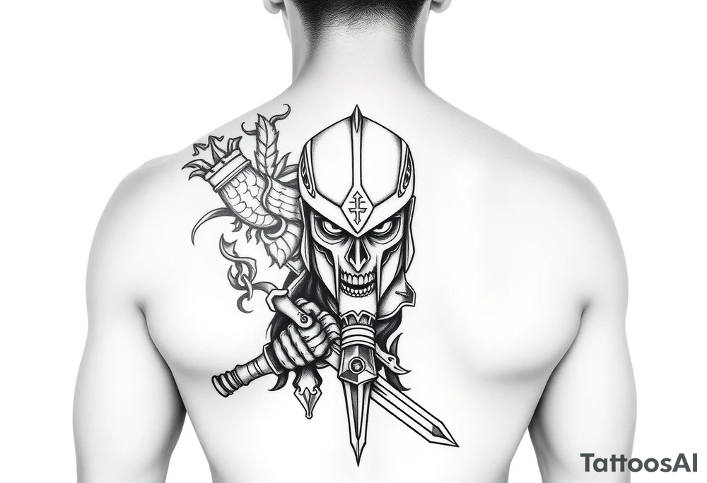 Warrior on the back of forearm tattoo idea