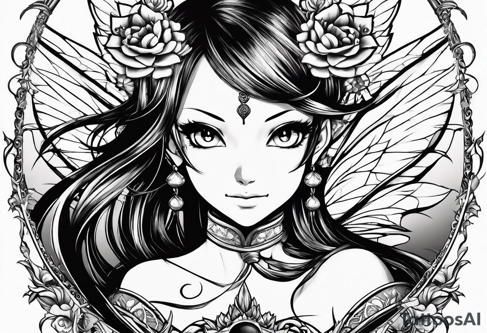 A fairy with a tail inspired by the logo of the show called Fairy Tail tattoo idea