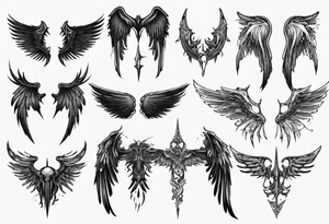 dark mystical wings tattoo idea