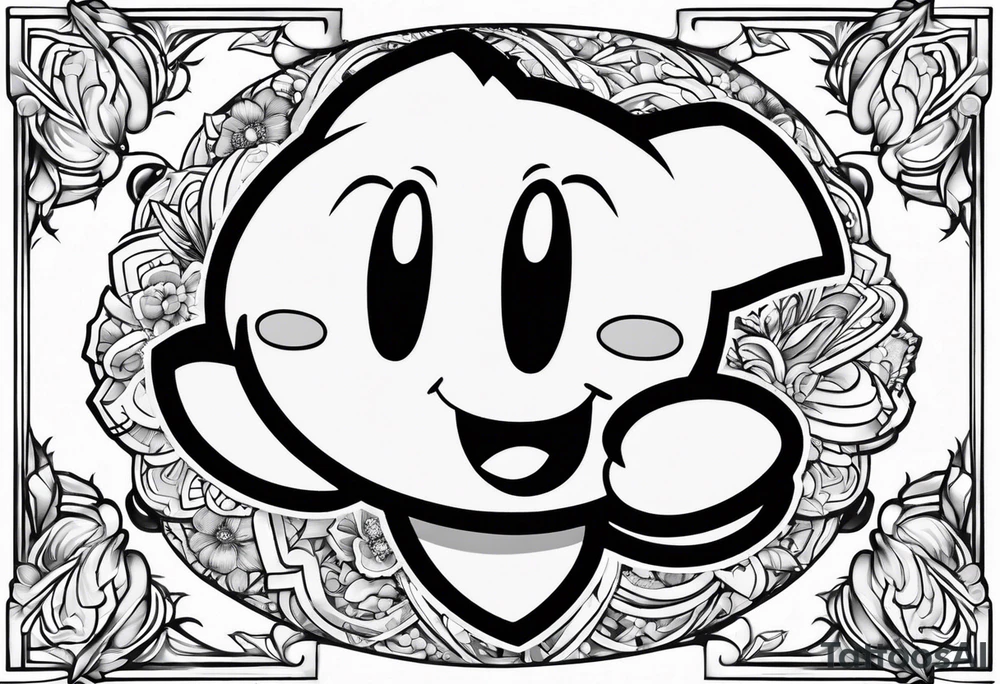 kirby smiling inside a long shining crystal tattoo idea