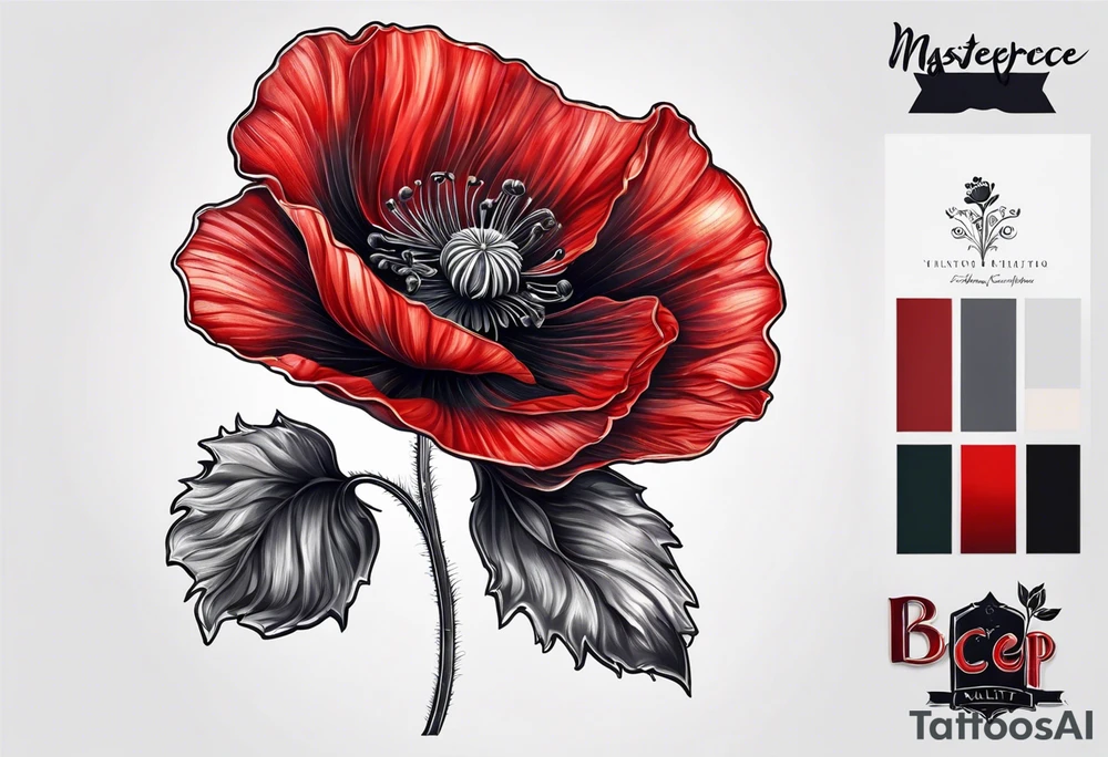 Red poppy flower for bicep tattoo tattoo idea