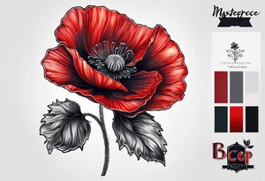 Red poppy flower for bicep tattoo tattoo idea