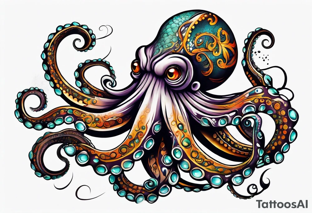 Electric octopus peacefull tattoo idea