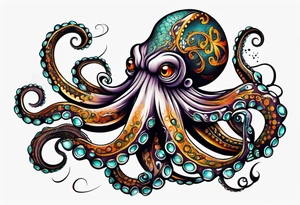 Electric octopus peacefull tattoo idea