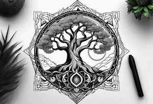 yggdrasil s ptákem tattoo idea